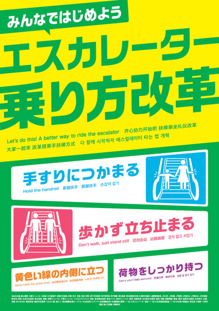 エスカレーター「みんなで手すりにつかまろう」キャンペーンポスター